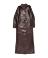 Acne Studios Long-sleeved Leather Coat In Brown