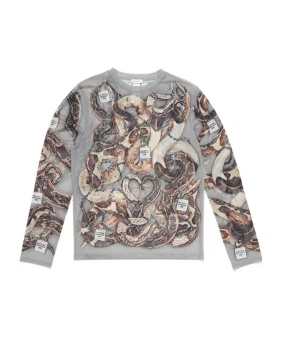 Acne Studios Long-sleeved Printed Top In Gray
