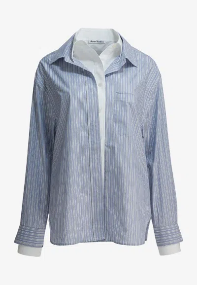 Acne Studios Long-sleeved Stripe Shirt In Blue