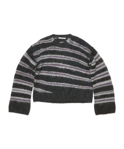 Acne Studios Long-sleeved Striped Sweater In Black