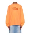 Acne Studios Orange Printed Long Sleeve T-shirt In Orange