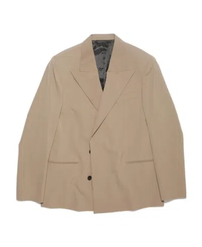 Acne Studios Long-sleeved Wool Suit Coat In Nude