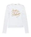 Acne Studios Elga Tinsel Logo Rib Long Sleeve Layered T-shirt In White