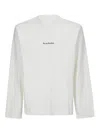 Acne Studios T-shirt Long Sleeve Logo Vit In Beige