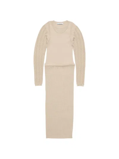 Acne Studios Long-sleeve Midi Dress In Neutral