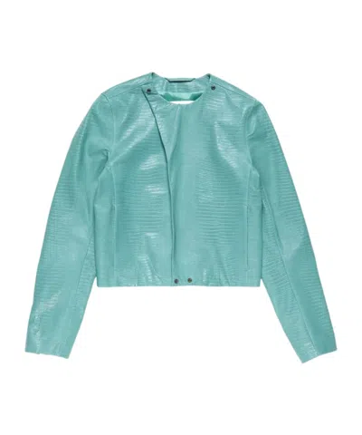 Acne Studios Long-sleeved Leather Jacket In Blue