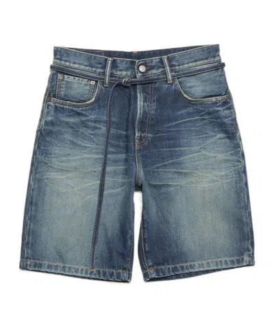 ACNE STUDIOS LOGO-PATCH DENIM SHORTS