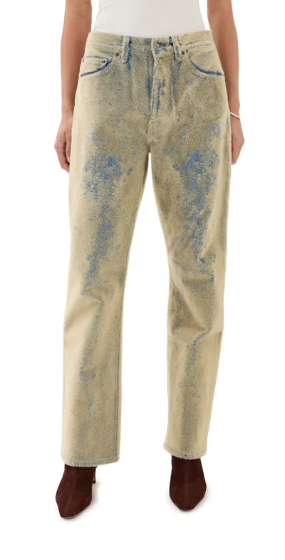 Acne Studios Flocked Straight-leg Jeans In Brown