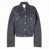 Acne Studios Loose-fit Black Denim Trucker Jacket With Classic Collar And Button Closure In Gray