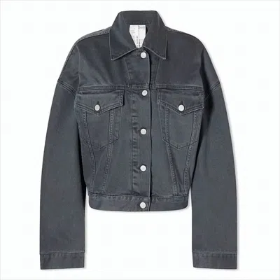 Acne Studios Loose-fit Black Denim Trucker Jacket With Classic Collar And Button Closure In Gray