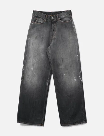 Acne Studios Straight-leg Distressed Paint-splattered Jeans In Black