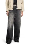 Acne Studios Paint-splatter Straight-leg Puddle Jeans In Gray