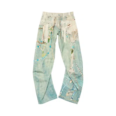 Pre-owned Acne Studios Loose Fit Print Jeans 'white/green' | Women's Size 34
