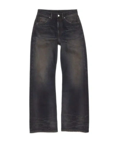 Acne Studios Loose Fit Wide Leg Jeans In Dark Blue