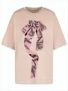 Acne Studios Loose-fitting Short-sleeve T-shirt With Bow Graphic In Pink