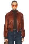 Acne Studios Loroma Leather Bomber Jacket In Tobacco Brown