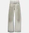 Acne Studios Low-rise Coated Denim Wide-leg Pants In Silver