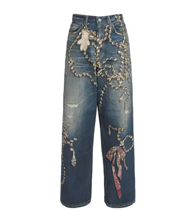 Acne Studios Low-rise Printed 1981 Jeans In Blue