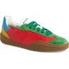 Acne Studios Men Leather Low-top Sneakers In Green/red Multi