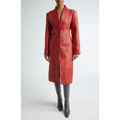 Acne Studios Leather Coat In Red