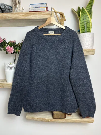 Pre-owned Acne Studios Luxury Y2k Avantgarde Wool Sweater Boxy Cropped In Gray