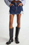 Acne Studios Macaria Distressed Organic Cotton Denim Miniskirt In Blue