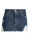 Acne Studios Macaria Distressed Organic Cotton Denim Miniskirt In Blue