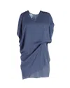 Acne Studios Mallory Overlay Mini Casual Dress In Navy Blue Polyester In Blue