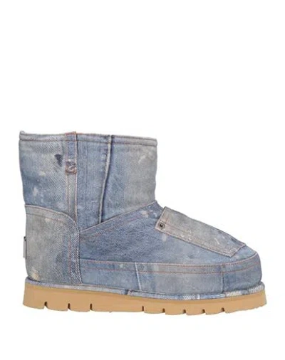 Acne Studios Man Ankle Boots Blue Size 8 Textile Fibers