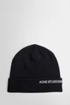 Acne Studios Embroidered Logo Wool Blend Beanie In Black