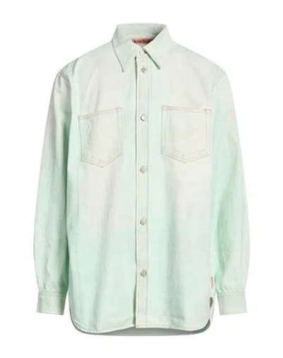 Acne Studios Man Denim Shirt Light Green Size M Cotton