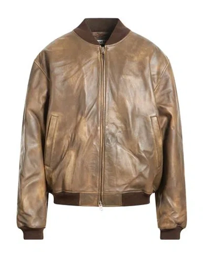 Acne Studios Man Jacket Brown Size 36 Lambskin