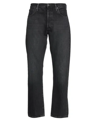 Acne Studios Man Jeans Black Size 34 Cotton, Cow Leather