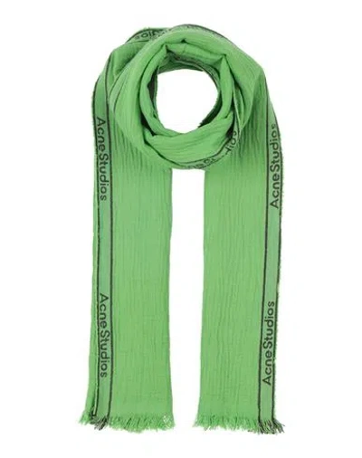 Acne Studios Man Scarf Green Size - Cotton, Linen