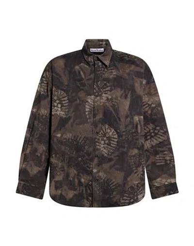 Acne Studios Man Shirt Charcoal Size 38 Cotton In Grey