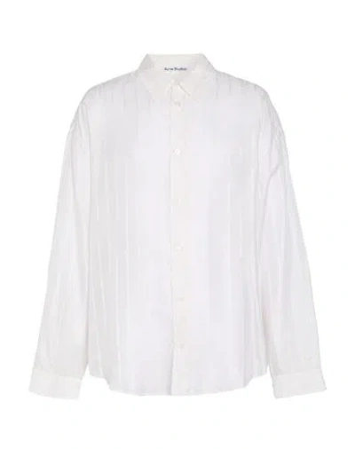 Acne Studios Man Shirt Ivory Size 38 Cupro In White