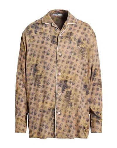 Acne Studios Man Shirt Light Brown Size 40 Viscose In Neutral