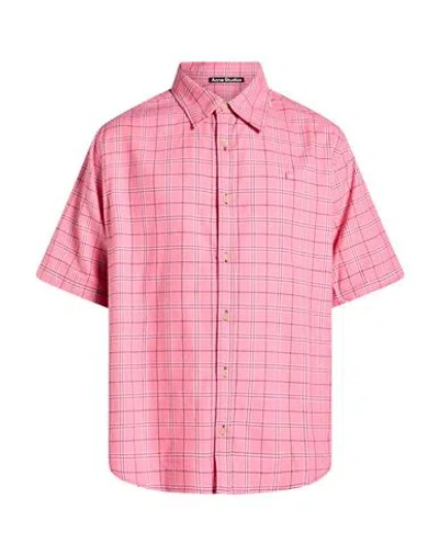 Acne Studios Man Shirt Pink Size M Cotton In Multi