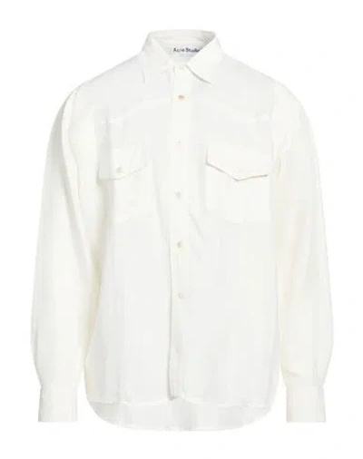 Acne Studios Man Shirt White Size 34 Viscose