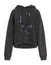 Acne Studios Hooded Organic Cotton Sweater With Graphic Print In Grey