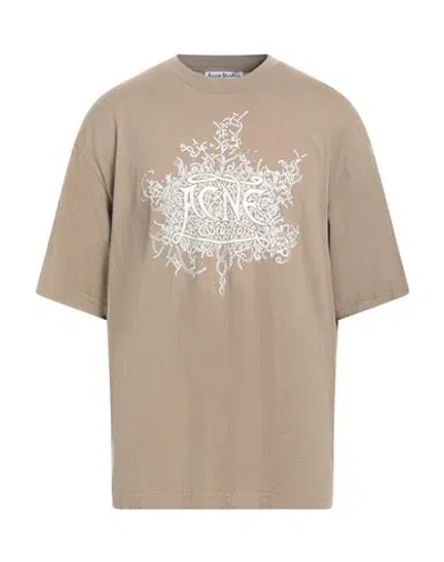 Acne Studios Man T-shirt Light Brown Size L Cotton In Beige