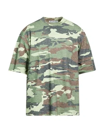 Acne Studios Man T-shirt Military Green Size L Cotton In Multi