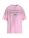 Acne Studios Man T-shirt Pink Size L Cotton, Hemp