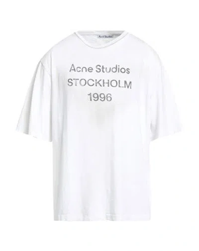 Acne Studios Man T-shirt White Size L Cotton, Hemp