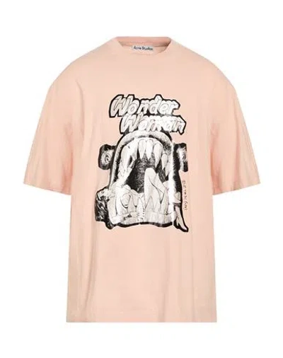 Acne Studios Man T-shirt Light Pink Size M Cotton In Brown