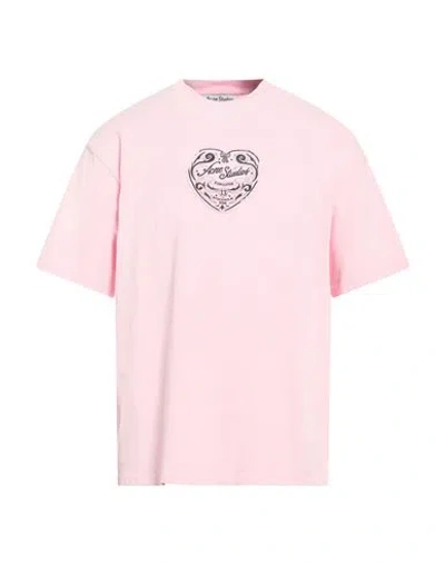 Acne Studios Man T-shirt Pink Size L Cotton