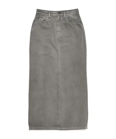Acne Studios Maxi Denim Skirt In Gray