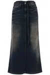 Acne Studios Maxi Denim Skirt With Waist Strap In Blue