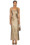 Acne Studios Dayla Satin Midi Dress In Old Green