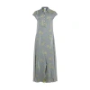 Acne Studios Layered Chiffon And Floral-print Crepe Maxi Dress In Yellow